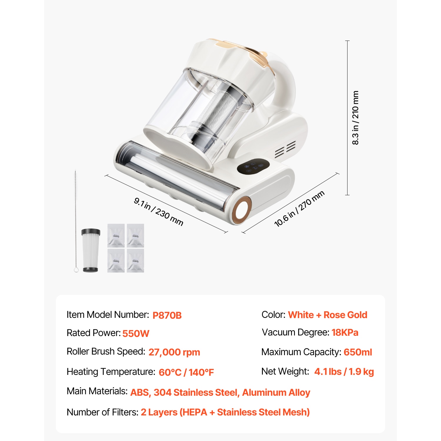Mattress Vacuum Cleaner With Powerful Suction Hepa Filter And Uv_voghion.com